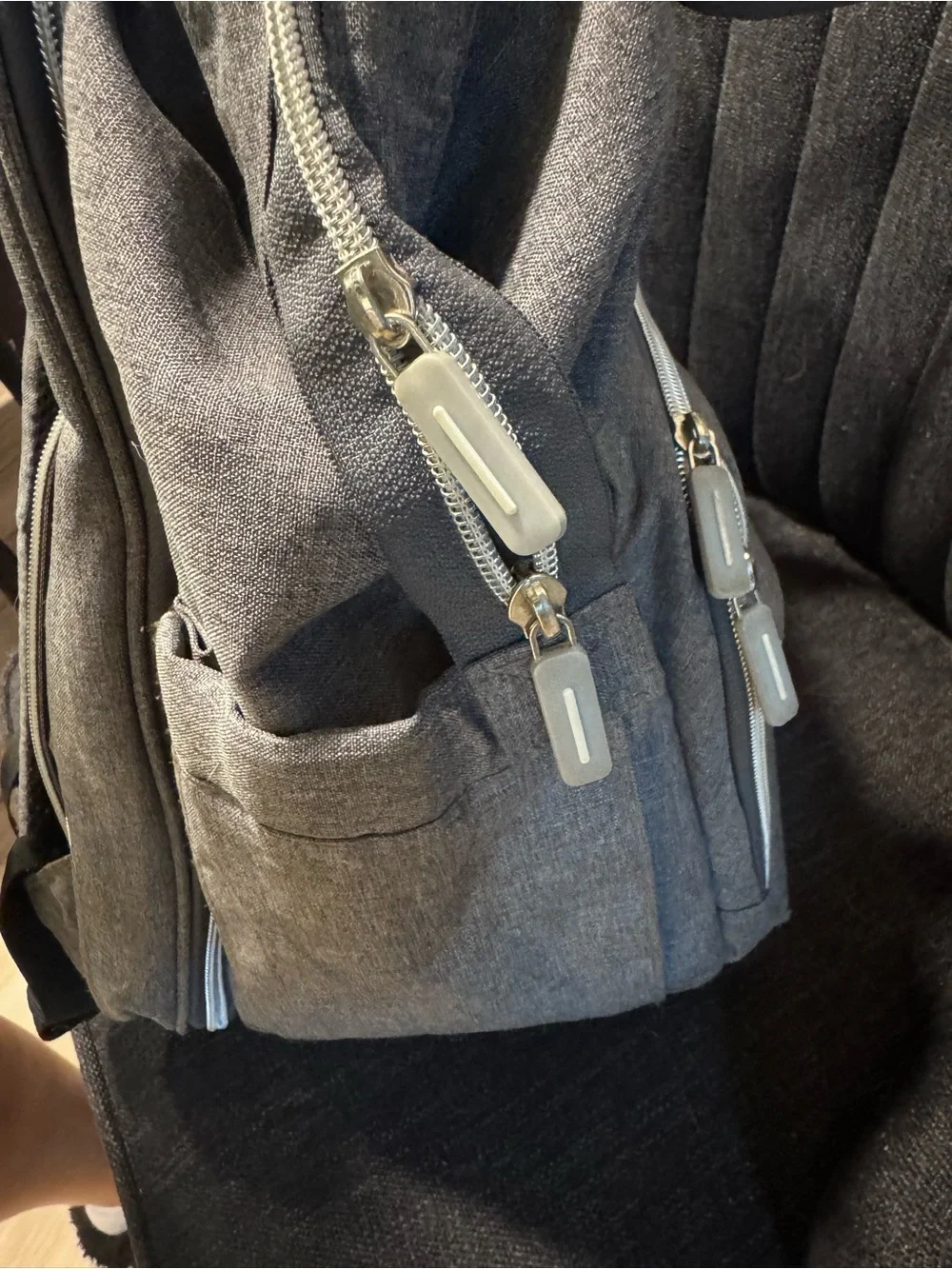 Compact All-in-One Grey Diaper Bag Backpack